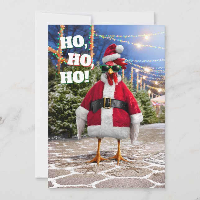 Santa Huhn Einladung (Vorderseite)