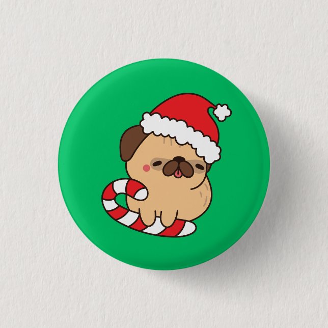 Santa Hund Button (Vorderseite)