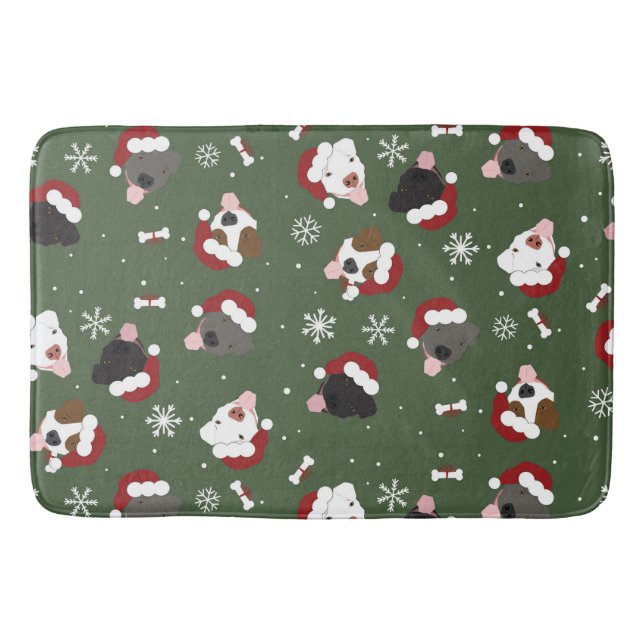 Santa Hunde auf Grün Badematte (Vorderseite)