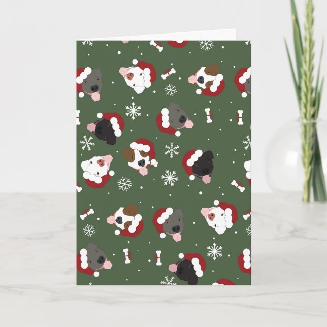 Santa Hunde auf Grün Karte (Vorderseite)