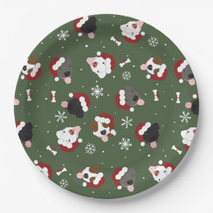 Santa Hunde auf Grün Pappteller