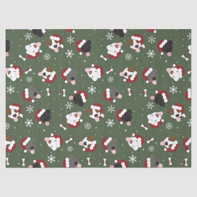 Santa Hunde auf Grün Seidenpapier (Vorderseite)