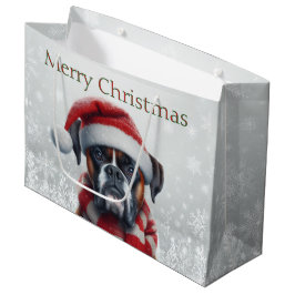 Santa-Hut-Boxer-Hund-Weihnachten Große Geschenktüte