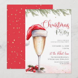 Santa-Hut-Cocktail-Weihnachtsfeier Einladung