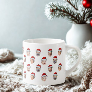 Santa Hut Custom Familien-Gesicht 4 Fotos Weihnach Espressotasse