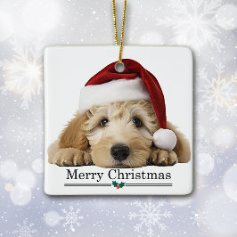 Santa Hut Goldendoodle Hund Frohe Weihnachten Keramikornament