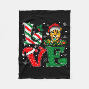 Santa Hut Liebe Gepard Tier Xmas Männer Frauen Mäd Fleecedecke