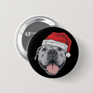 Santa-Hut Pitbull Pit Weihnachten Xmas Haustier Hu Button