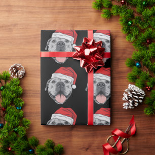 Santa-Hut Pitbull Pit Weihnachten Xmas Haustier Hu Geschenkpapier