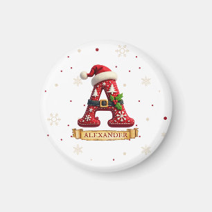Santa Hut Rot Weihnachten Buchstabe A Name Magnet