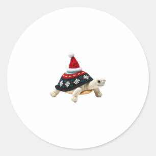 Santa-Hut-Schildkröte - Vintage Meeresschildkröte  Runder Aufkleber