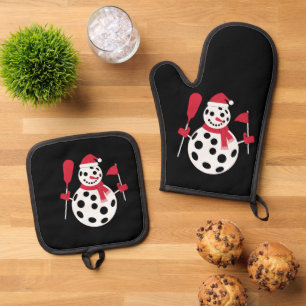Santa Hut Schneemann Familie Weihnachten Matching Ofenhandschuh & Topflappen-Set