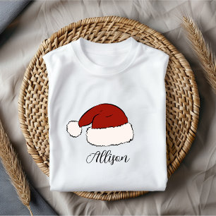 Santa Hut T-Shirt, Maßgeschneiderter Name Weihnach T-Shirt