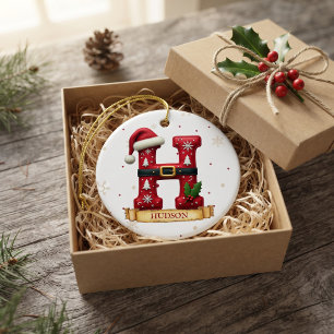 Santa Hut Weihnachten Buchstabe H Name Keramik Ornament