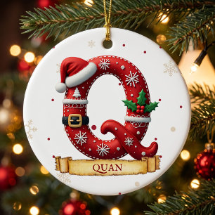 Santa Hut Weihnachten Buchstabe Q Name Keramik Ornament