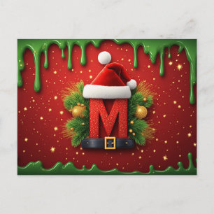 Santa Hut Weihnachtsbuchstabe M Postkarte