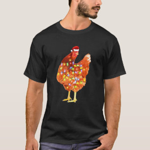 Santa Hut Weihnachtslichter Huhn Weihnachtsbaum T-Shirt