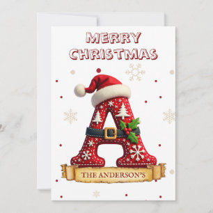 Santa Hut Weihnachtsmann Rot Buchstabe A Name Karte