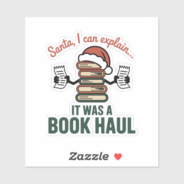 Santa I Can Explain Book Haul Holiday Humor Aufkleber (Blatt)