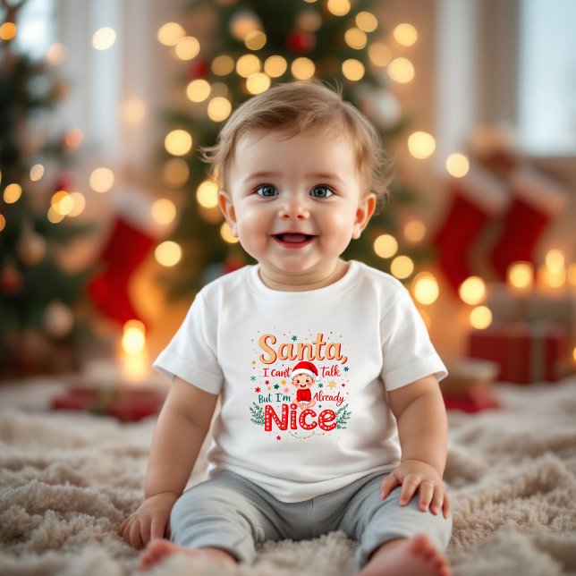 Santa I can't talk, ich bin schon nett - Funny Bab Baby T-shirt (Von Creator hochgeladen)