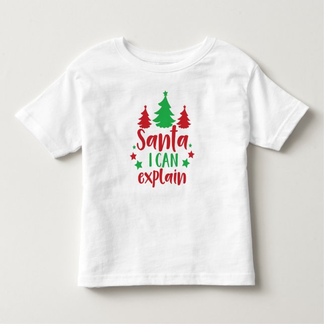 Santa I kann erklären, Bäume, Sterne, Weihnachten, Kleinkind T-shirt (Vorderseite)