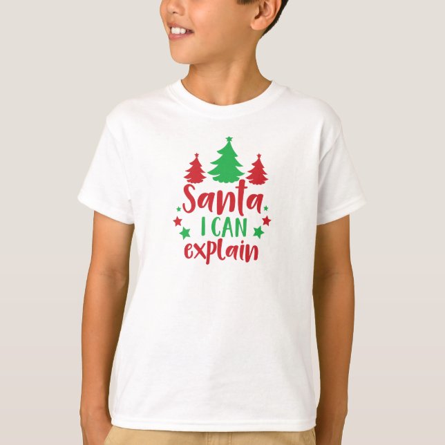 Santa I kann erklären, Bäume, Sterne, Weihnachten, T-Shirt (Vorderseite)