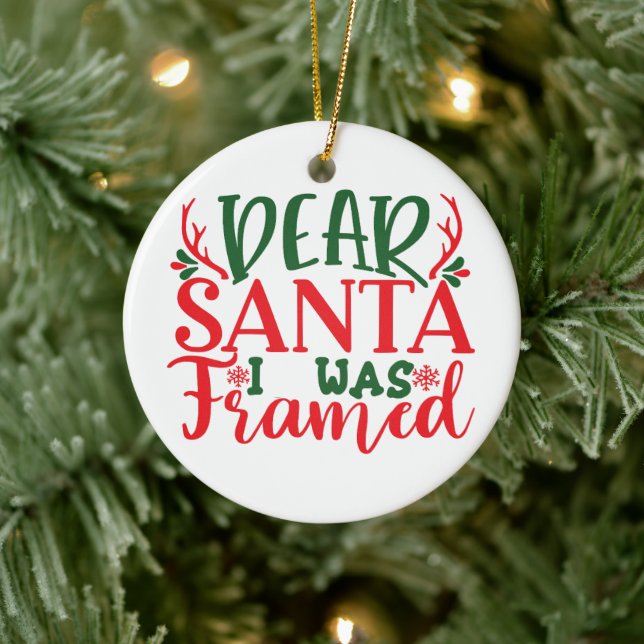 Santa I war Gerahmt - personalize - Christmas Keramik Ornament (Baum)