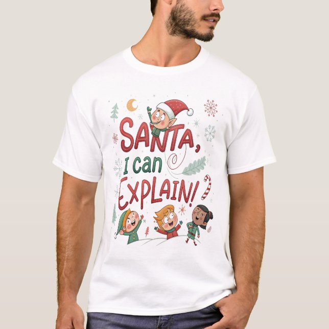 Santa, ich kann erklären! Bold Candy-Cane T-Shirt (Vorderseite)