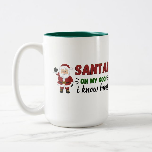 SANTA! ICH KENNE IHN! Mug Zweifarbige Tasse (Links)