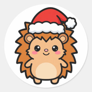 Santa Igel Weihnachten Runder Aufkleber