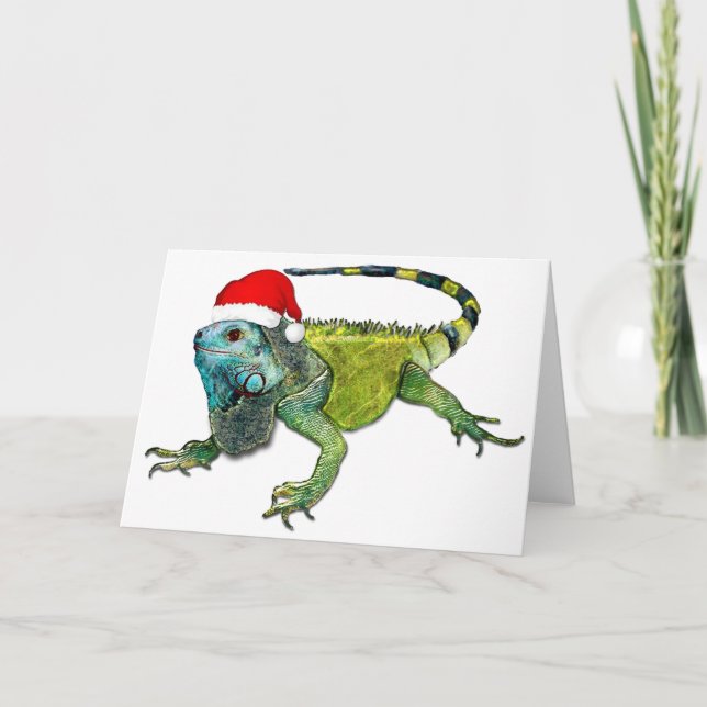 Santa Iguana Feiertagskarte (Vorderseite)