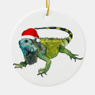 Santa Iguana Keramikornament