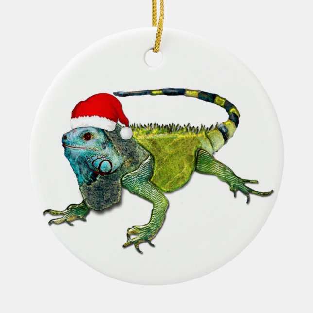 Santa Iguana Keramikornament (Vorne)