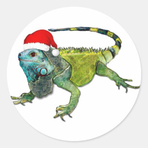 Santa Iguana Runder Aufkleber