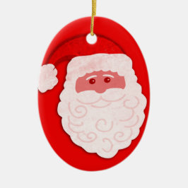 Santa "Ihre Grüße" Rot-Weiß-Ornament Keramik Ornament
