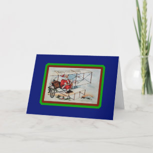 Santa im Doppeldecker - Vintage Weihnachtskarte Feiertagskarte