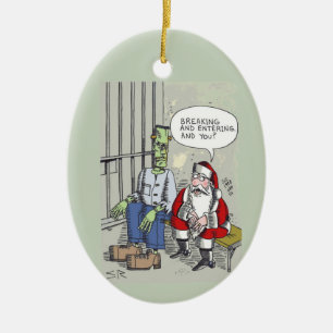 Santa im Gefängnis ovaler Keramik-Schmuck Keramik Ornament