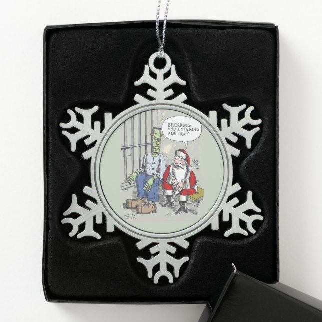 Santa Im Gefängnis Zinn-Schneeflocken-Ornament Schneeflocken Zinn-Ornament (Box)