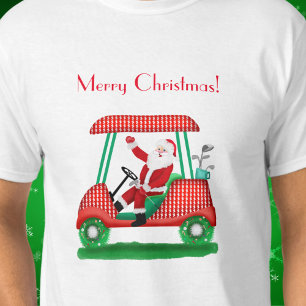 Santa im Golfwagen Frohe Weihnachten T-Shirt