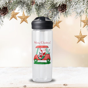 Santa im Golfwagen Frohe Weihnachten Trinkflasche