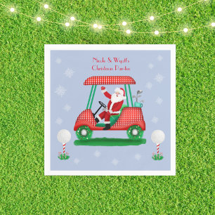 Santa im Golfwagen Weihnachtsname Papiertuch Serviette