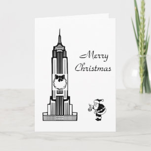 Santa im Vintage-Stil New York City Weihnachtskart Feiertagskarte