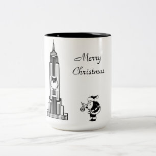 Santa im Vintage-Stil New York City Weihnachtstass Zweifarbige Tasse