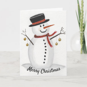 Santa in a Top Hat Watercolor Greeting Card Karte