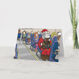 Santa in Airplane Greeting Card Feiertagskarte