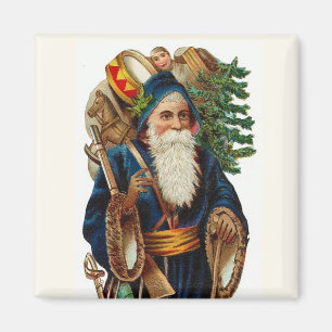 Santa in Blue Vintag Magnet