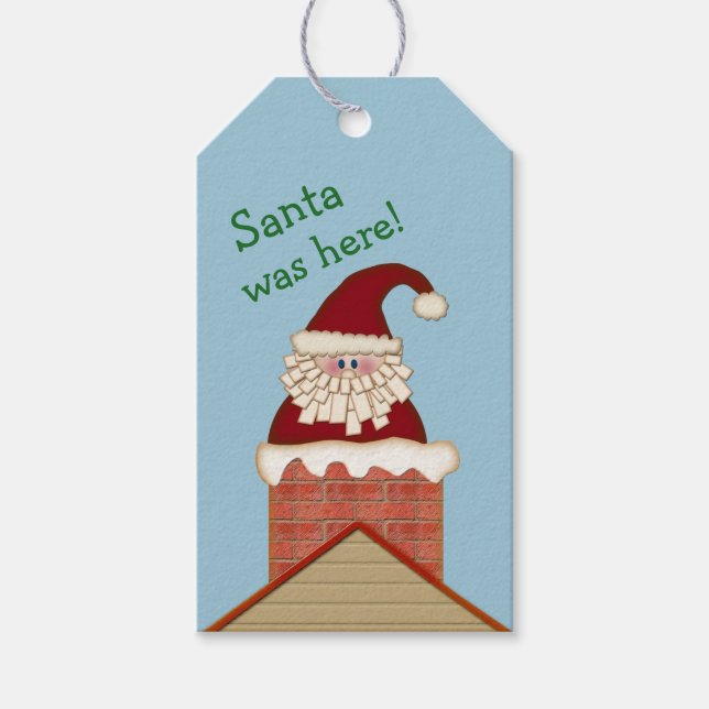 Santa in Chimney Weihnachten Geschenkanhänger (Vorderseite)