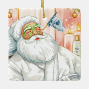 Santa in der Badewanne Spa Weihnachtsthema Keramikornament