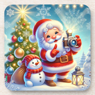 Santa in einer festlichen Weihnachtsszene Getränkeuntersetzer