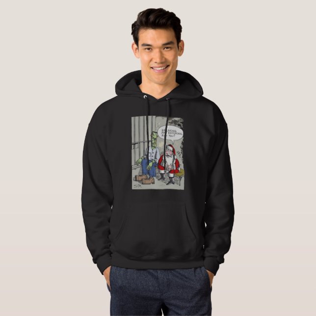Santa In Gefängnisschwarz gekleidetes Sweatshirt (Vorne ganz)
